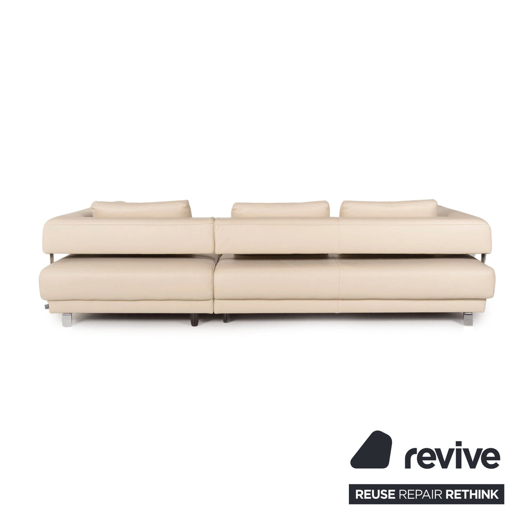 Ewald Schillig Brand Face Leather Sofa Cream Corner Sofa