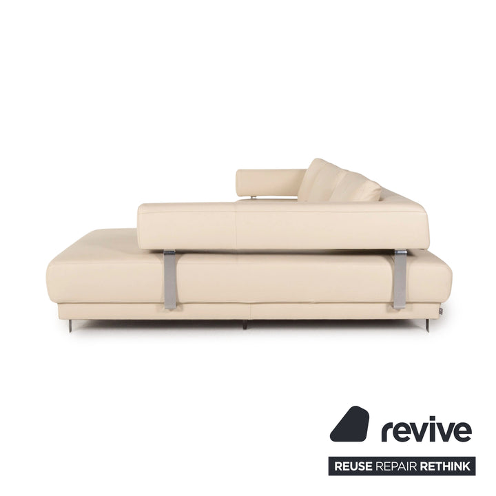 Ewald Schillig Brand Face Leather Sofa Cream Corner Sofa