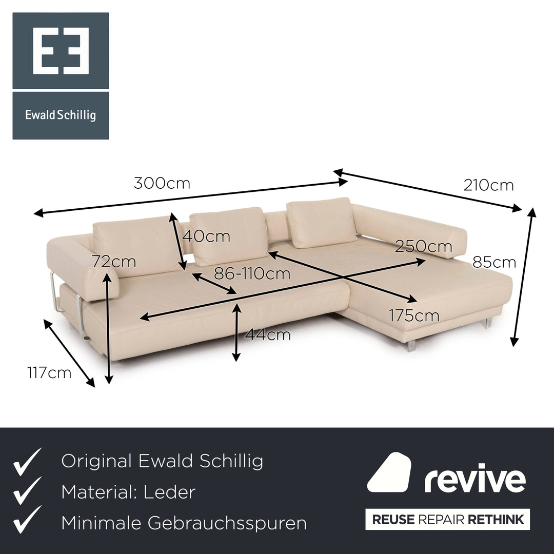 Ewald Schillig Brand Face Leather Sofa Cream Corner Sofa