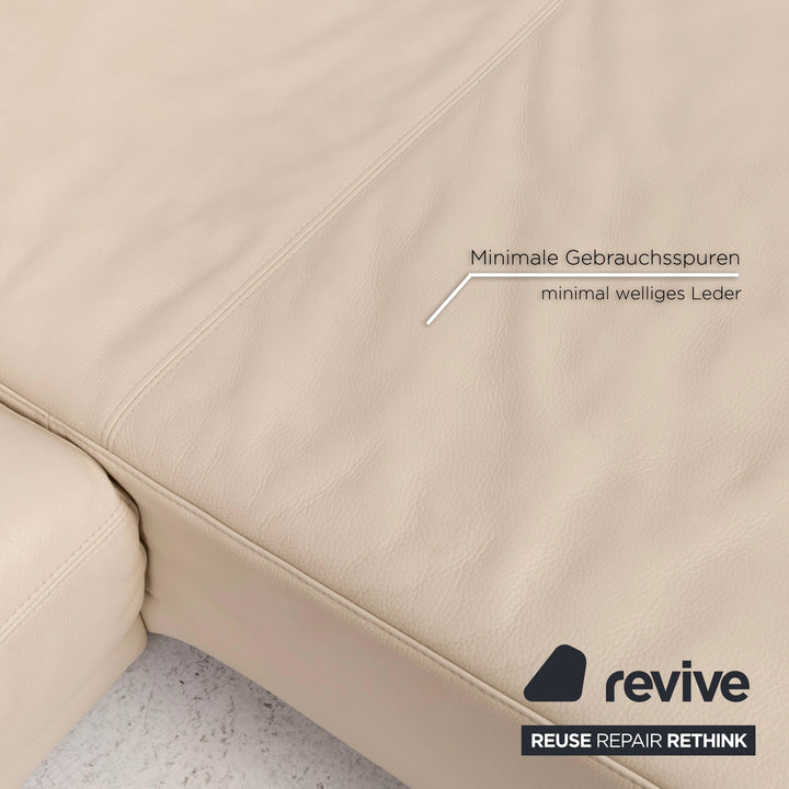Ewald Schillig Brand Face Leather Sofa Cream Corner Sofa