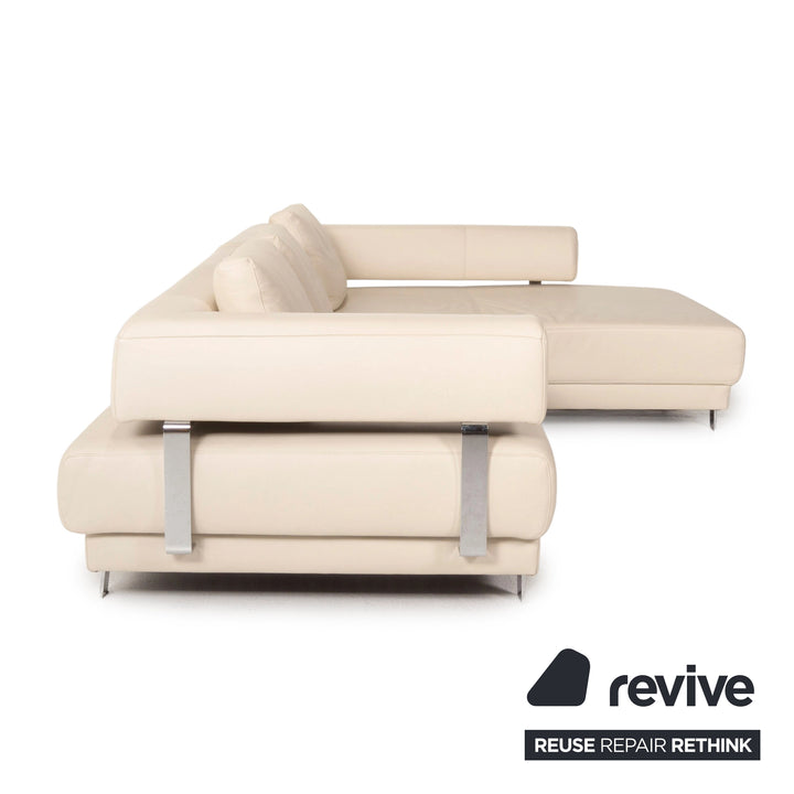 Ewald Schillig Brand Face Leather Sofa Cream Corner Sofa