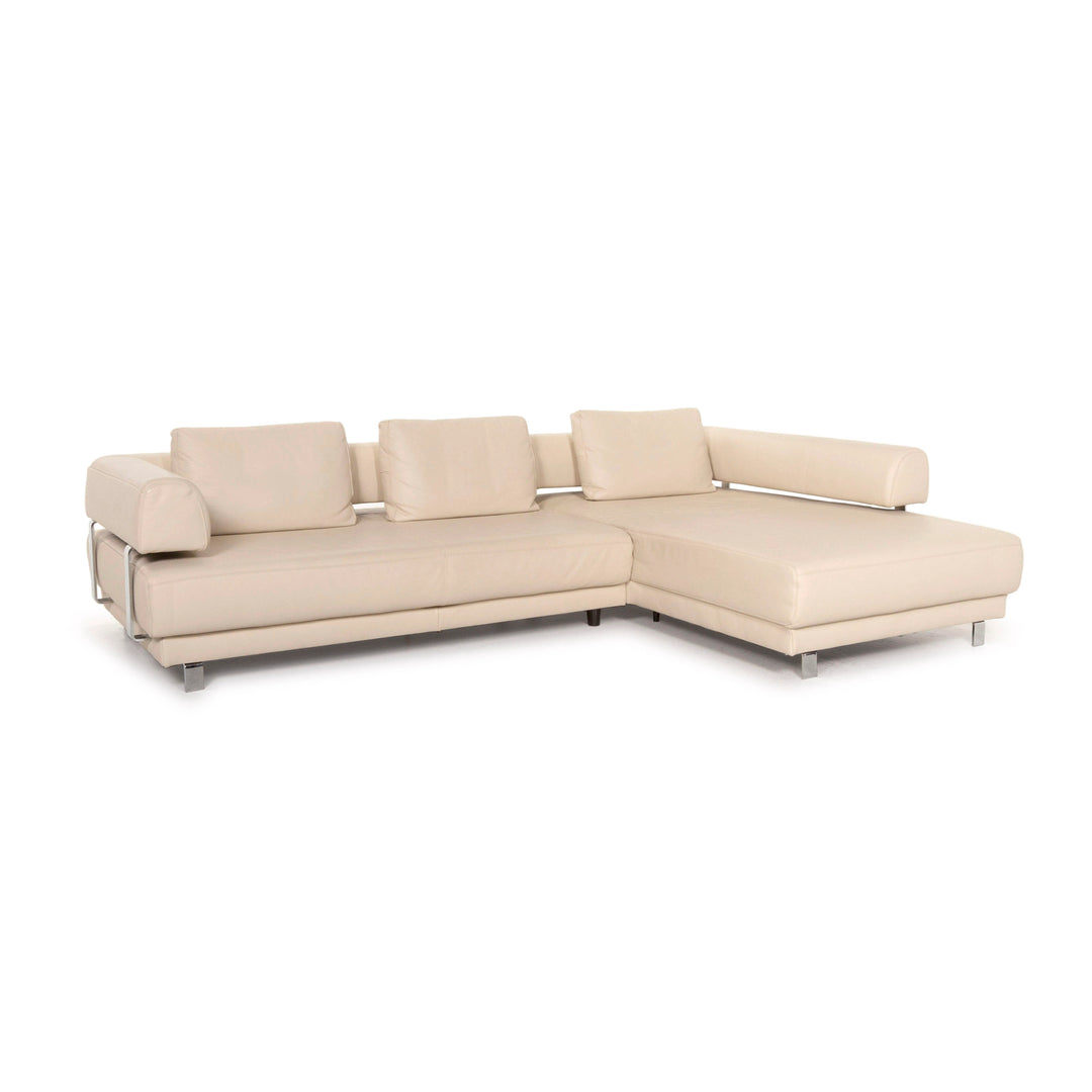 Ewald Schillig Brand Face Leather Sofa Cream Corner Sofa