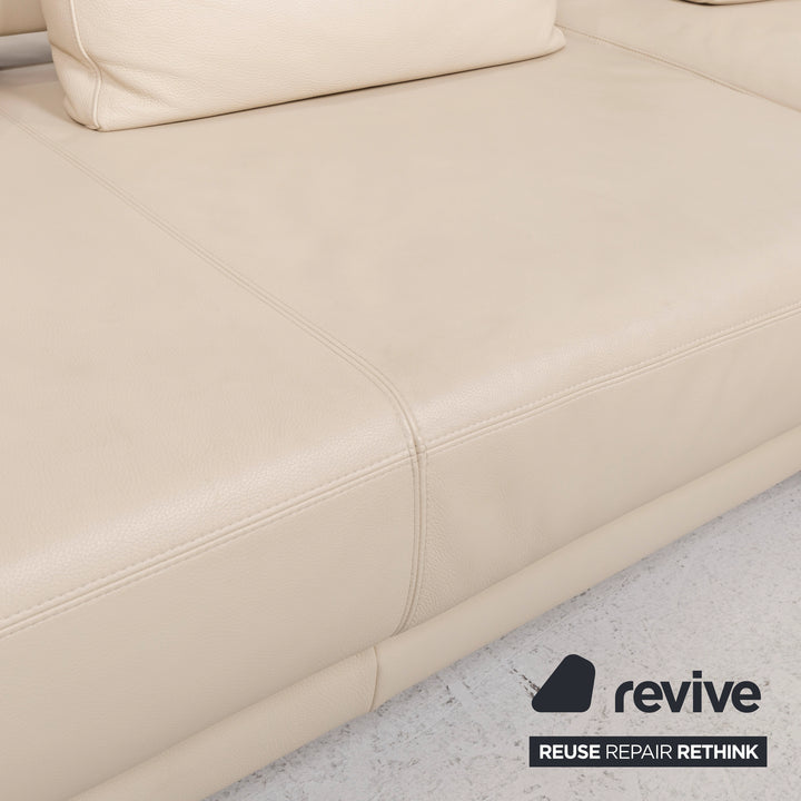 Ewald Schillig Brand Face Leather Sofa Cream Corner Sofa