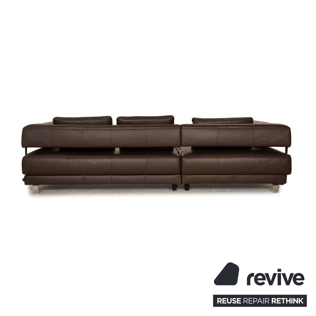 Ewald Schillig Brand Face Leder Sofa Garnitur Braun Ecksofa Hocker Recamiere Links manuelle Funktion