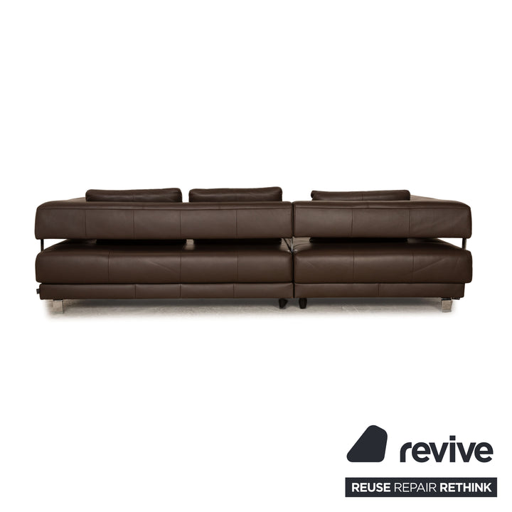 Ewald Schillig Brand Face Leder Sofa Garnitur Braun Ecksofa Hocker Recamiere Links manuelle Funktion