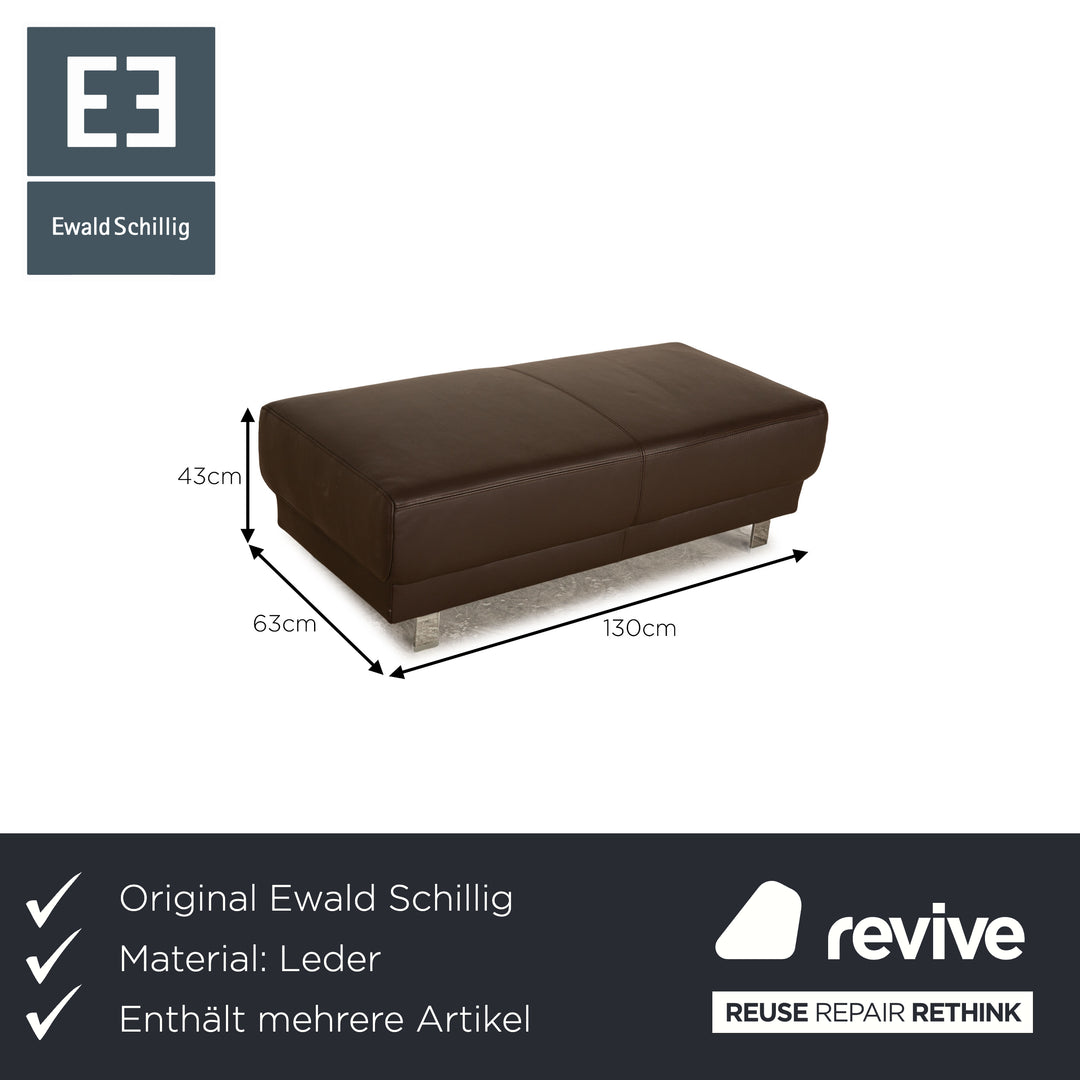 Ewald Schillig Brand Face Leder Sofa Garnitur Braun Ecksofa Hocker Recamiere Links manuelle Funktion