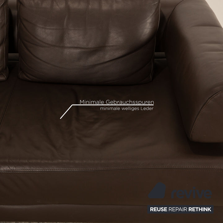 Ewald Schillig Brand Face Leder Sofa Garnitur Braun Ecksofa Hocker Recamiere Links manuelle Funktion