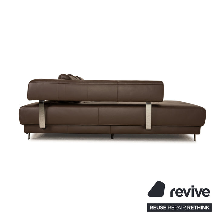 Ewald Schillig Brand Face Leder Sofa Garnitur Braun Ecksofa Hocker Recamiere Links manuelle Funktion