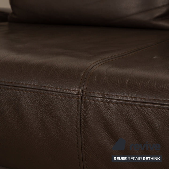 Ewald Schillig Brand Face Leder Sofa Garnitur Braun Ecksofa Hocker Recamiere Links manuelle Funktion