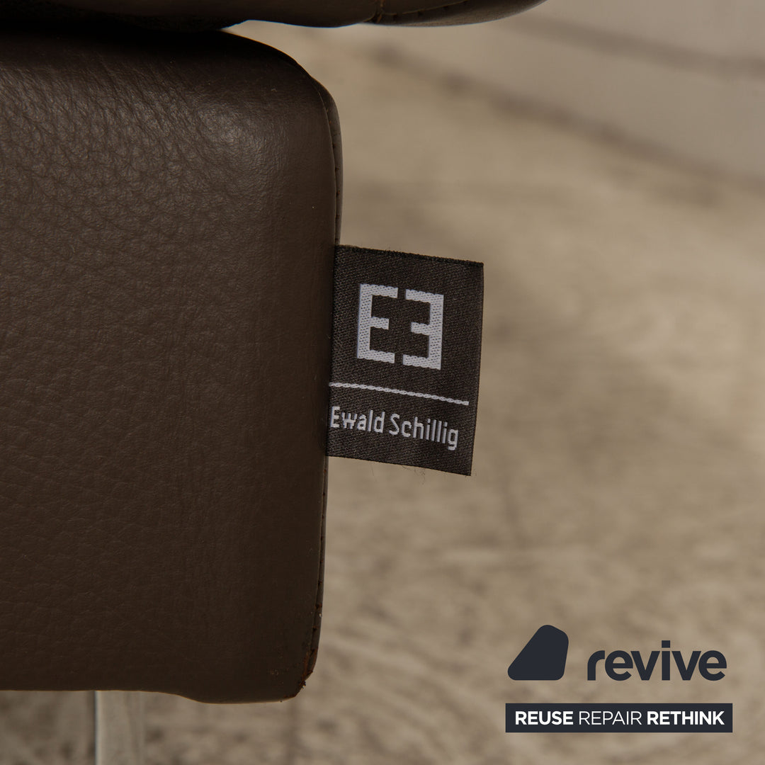 Ewald Schillig Brand Face Leder Sofa Garnitur Braun Ecksofa Hocker Recamiere Links manuelle Funktion