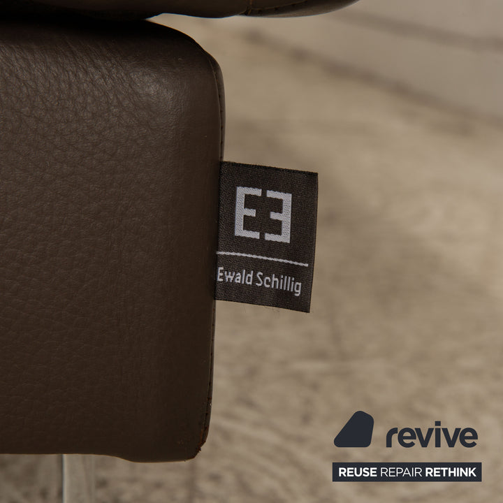 Ewald Schillig Brand Face Leder Sofa Garnitur Braun Ecksofa Hocker Recamiere Links manuelle Funktion