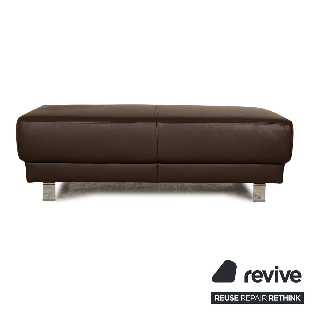 Ewald Schillig Brand Face Leder Sofa Garnitur Braun Ecksofa Hocker Recamiere Links manuelle Funktion
