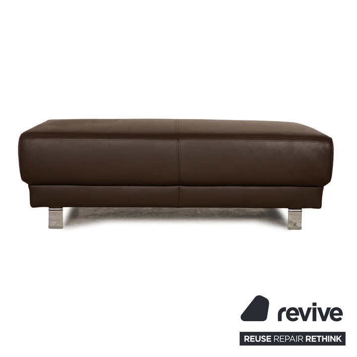 Ewald Schillig Brand Face Leder Sofa Garnitur Braun Ecksofa Hocker Recamiere Links manuelle Funktion