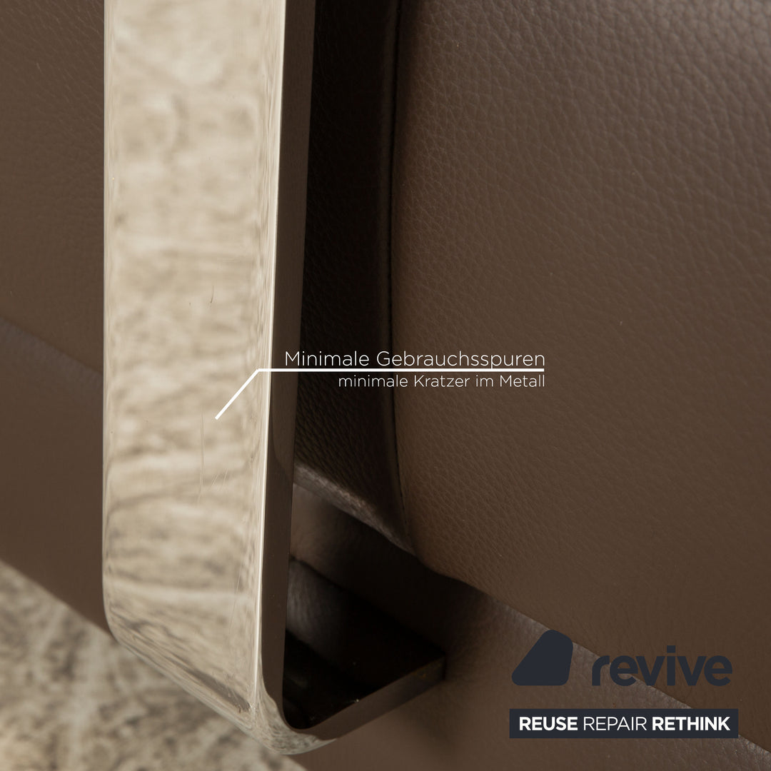 Ewald Schillig Brand Face Leder Sofa Garnitur Braun Ecksofa Hocker Recamiere Links manuelle Funktion