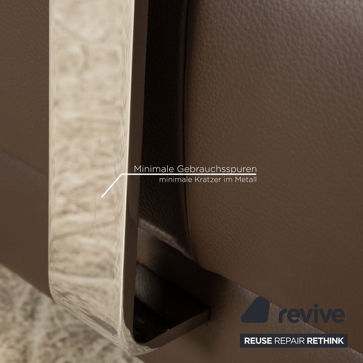 Ewald Schillig Brand Face Leder Sofa Garnitur Braun Ecksofa Hocker Recamiere Links manuelle Funktion