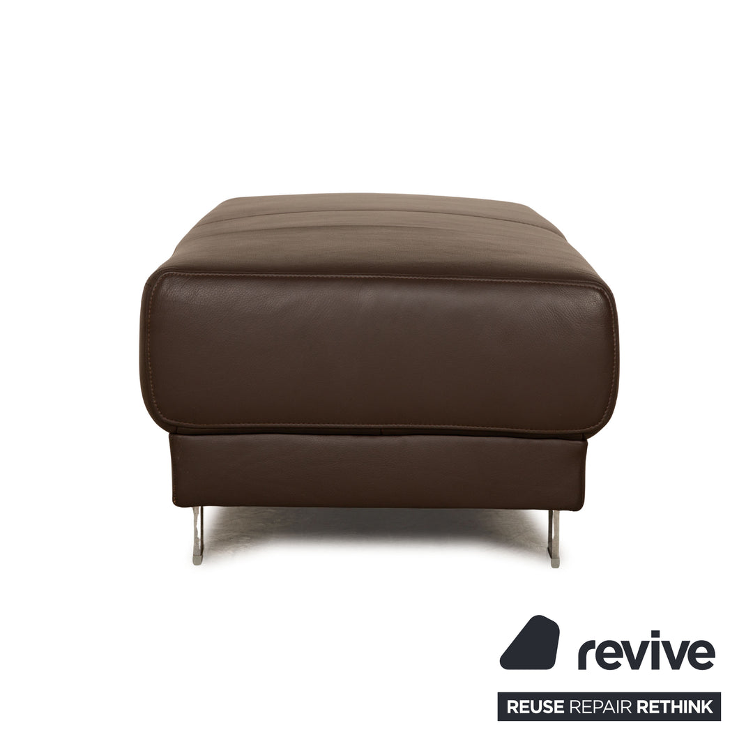 Ewald Schillig Brand Face Leder Sofa Garnitur Braun Ecksofa Hocker Recamiere Links manuelle Funktion
