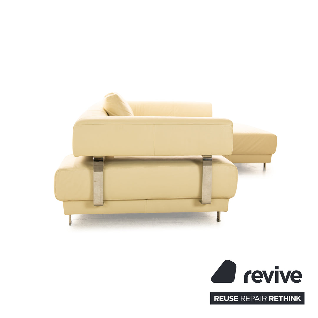 Ewald Schillig Brand Face Leder Sofa Garnitur Creme Recamiere Rechts Ecksofa Hocker Sofa Couch