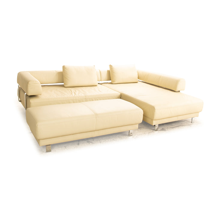 Ewald Schillig Brand Face Leder Sofa Garnitur Creme Recamiere Rechts Ecksofa Hocker Sofa Couch