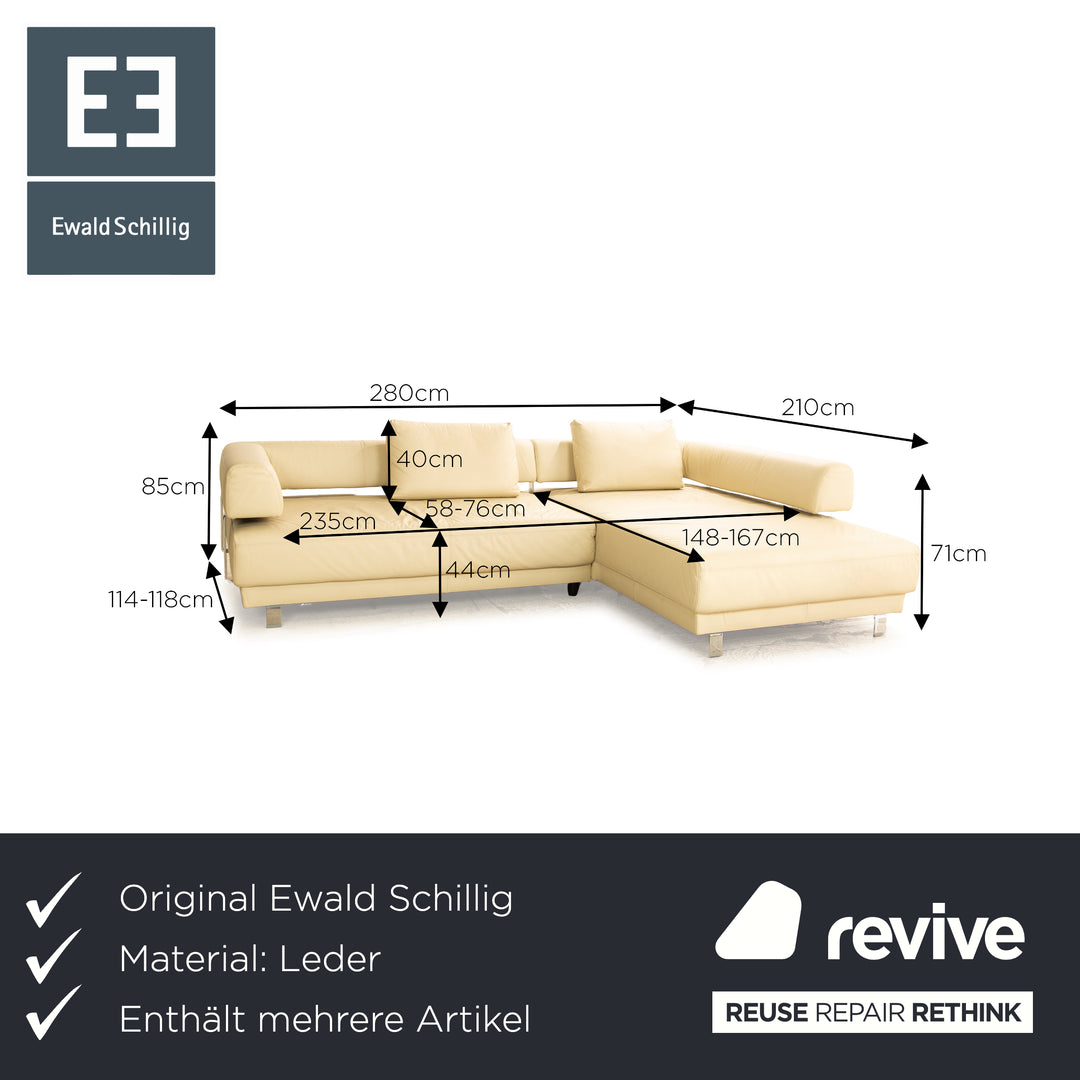 Ewald Schillig Brand Face Leder Sofa Garnitur Creme Recamiere Rechts Ecksofa Hocker Sofa Couch