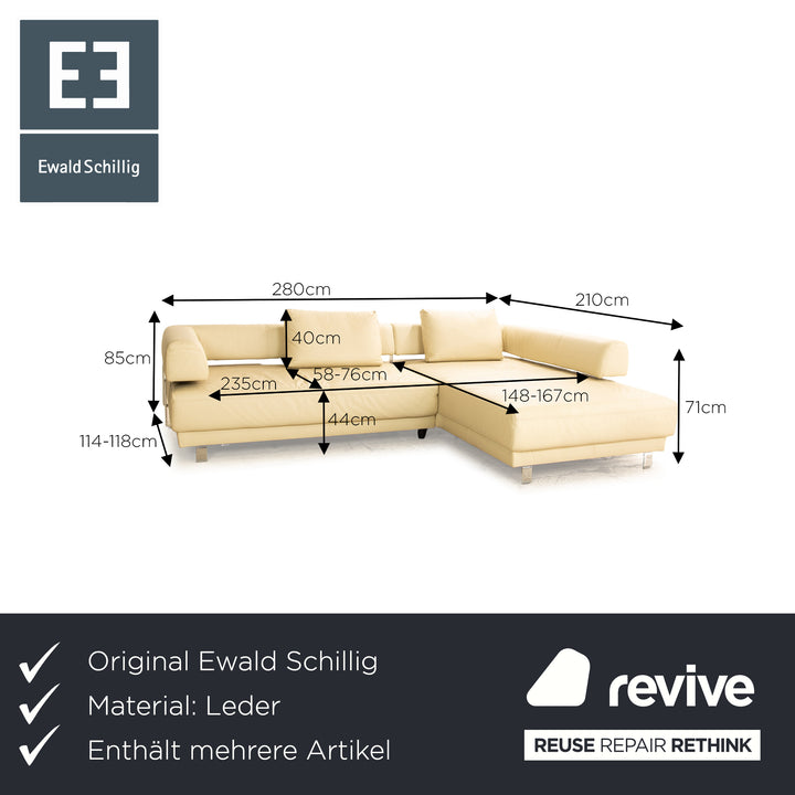 Ewald Schillig Brand Face Leder Sofa Garnitur Creme Recamiere Rechts Ecksofa Hocker Sofa Couch