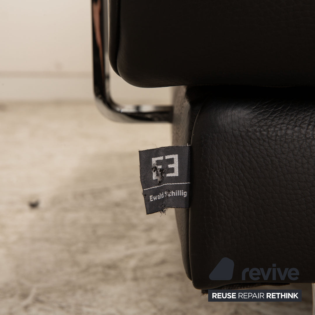 Ewald Schillig Brand Face Leder Sofa Garnitur Schwarz Ecksofa Hocker Recamiere Links elektrische Funktion