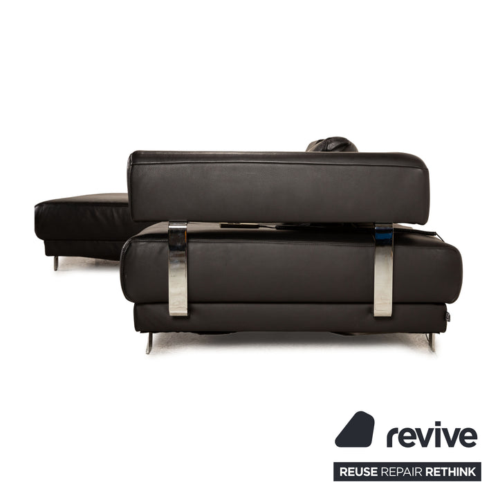 Ewald Schillig Brand Face Leder Sofa Garnitur Schwarz Ecksofa Hocker Recamiere Links elektrische Funktion