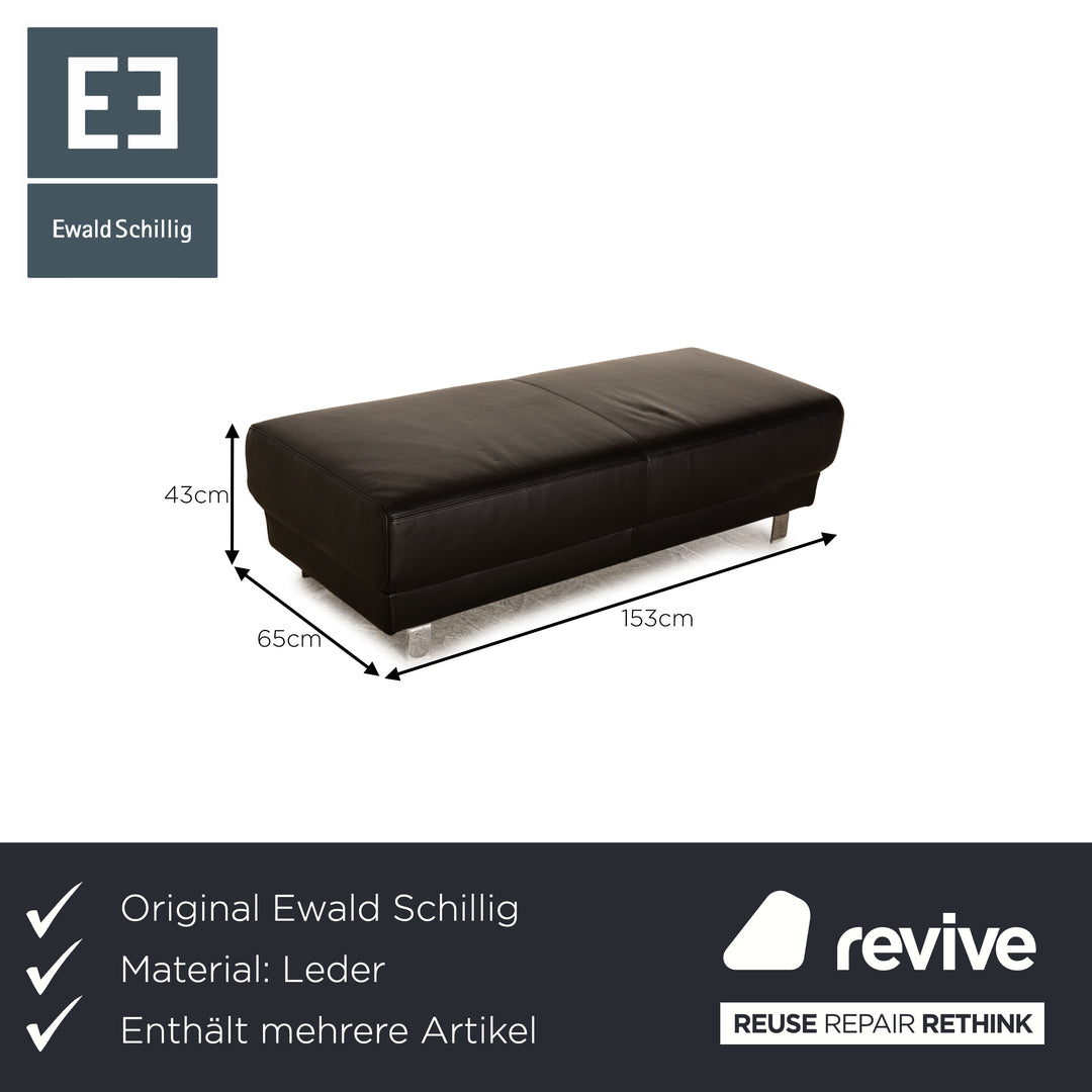 Ewald Schillig Brand Face Leder Sofa Garnitur Schwarz Ecksofa Hocker Recamiere Links elektrische Funktion