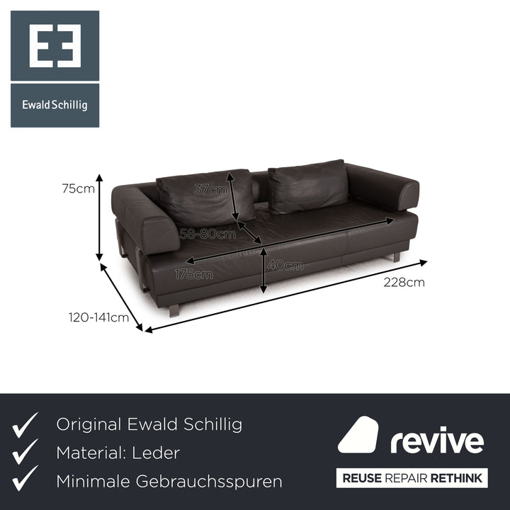 Ewald Schillig Brand Face Leder Sofa Grau Dreisitzer Funktion Couch