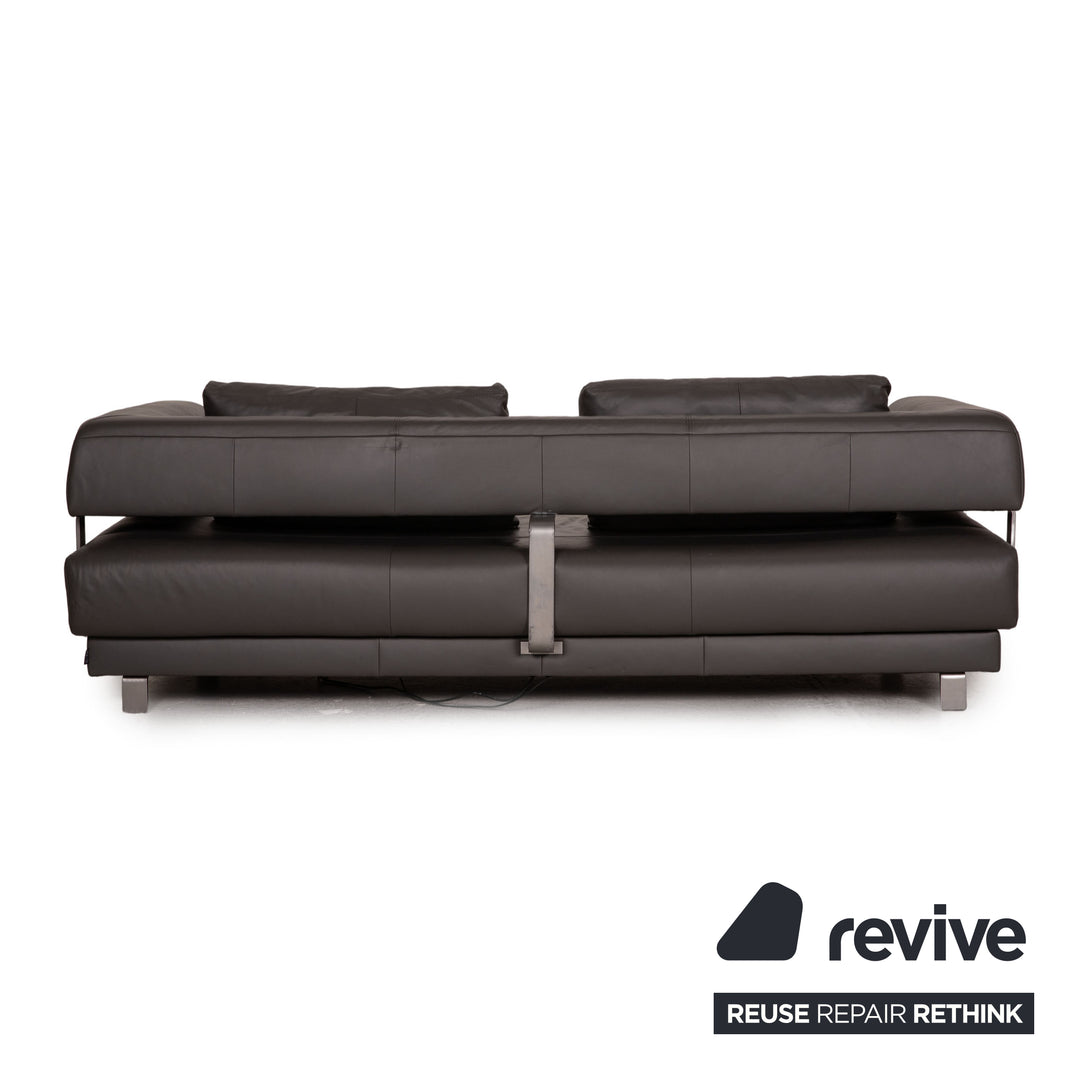 Ewald Schillig Brand Face Leder Sofa Grau Dreisitzer Funktion Couch
