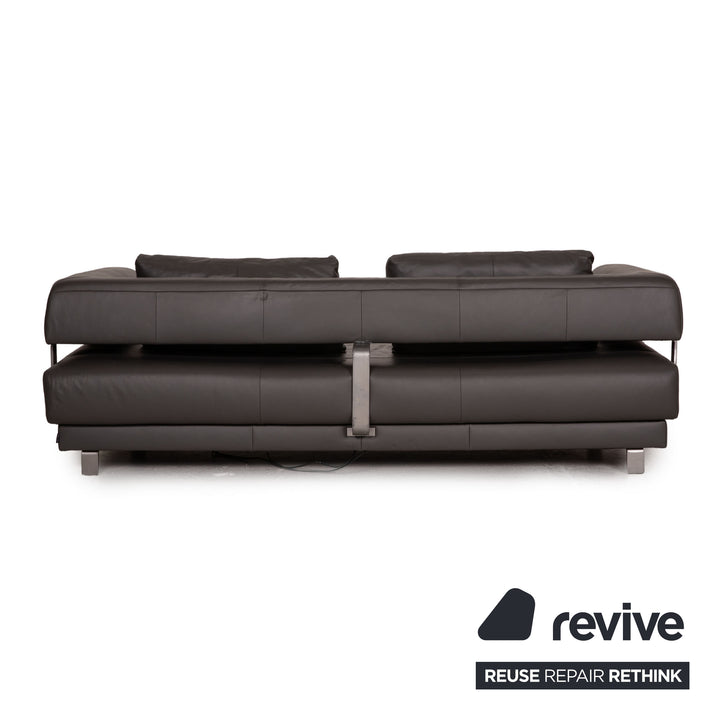 Ewald Schillig Brand Face Leder Sofa Grau Dreisitzer Funktion Couch