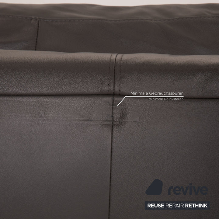 Ewald Schillig Brand Face Leder Sofa Grau Dreisitzer Funktion Couch