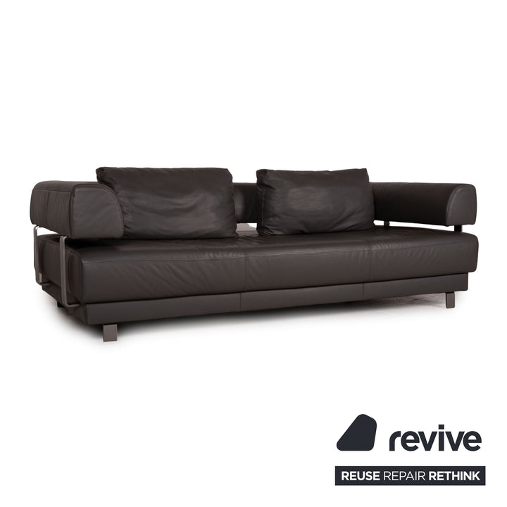Ewald Schillig Brand Face Leder Sofa Grau Dreisitzer Funktion Couch
