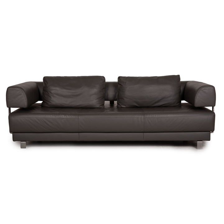 Ewald Schillig Brand Face Leder Sofa Grau Dreisitzer Funktion Couch