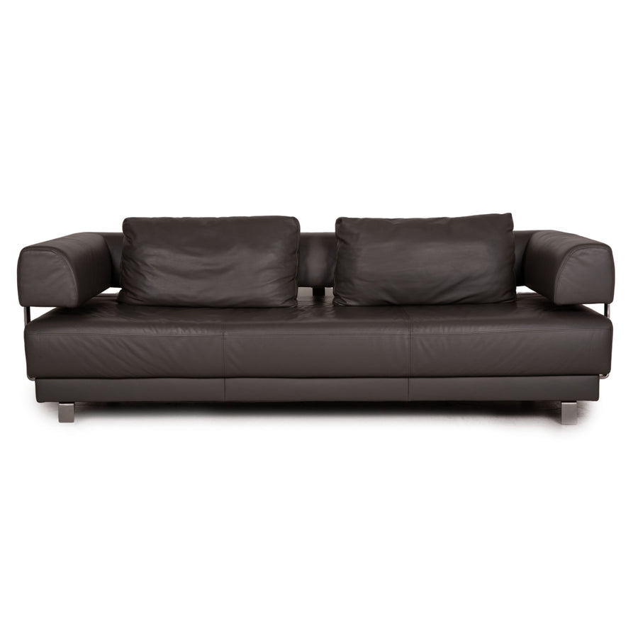 Ewald Schillig Brand Face Leder Sofa Grau Dreisitzer Funktion Couch