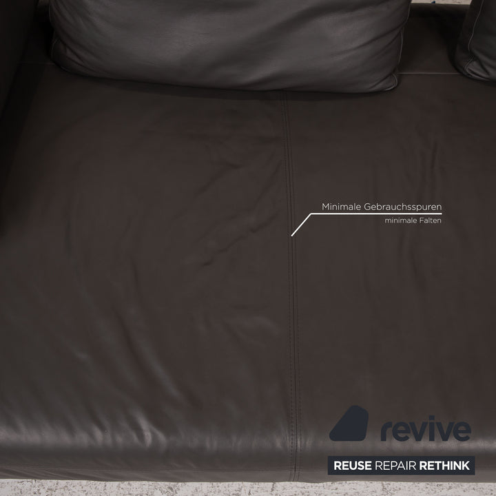 Ewald Schillig Brand Face Leder Sofa Grau Dreisitzer Funktion Couch