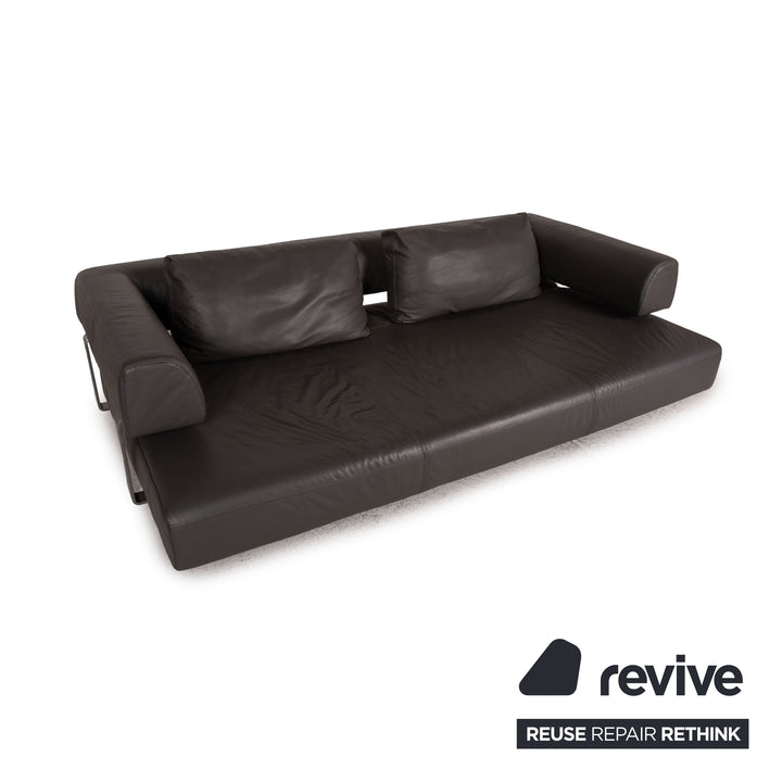 Ewald Schillig Brand Face Leder Sofa Grau Dreisitzer Funktion Couch