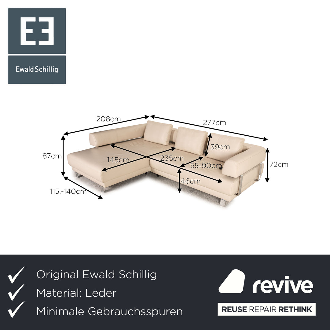 Ewald Schillig Brand Face Sofa Cream Corner Sofa Couch electr. function