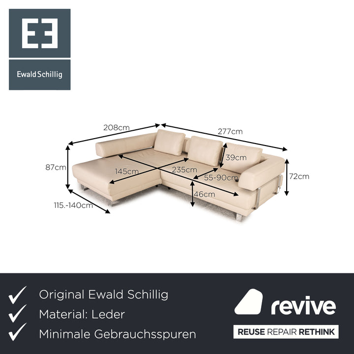 Ewald Schillig Brand Face Sofa Cream Corner Sofa Couch electr. function