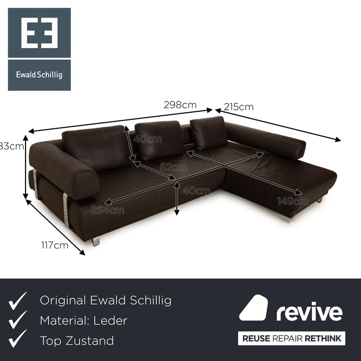 Ewald Schillig Brand Face Sofa Dark Brown Corner Sofa Couch