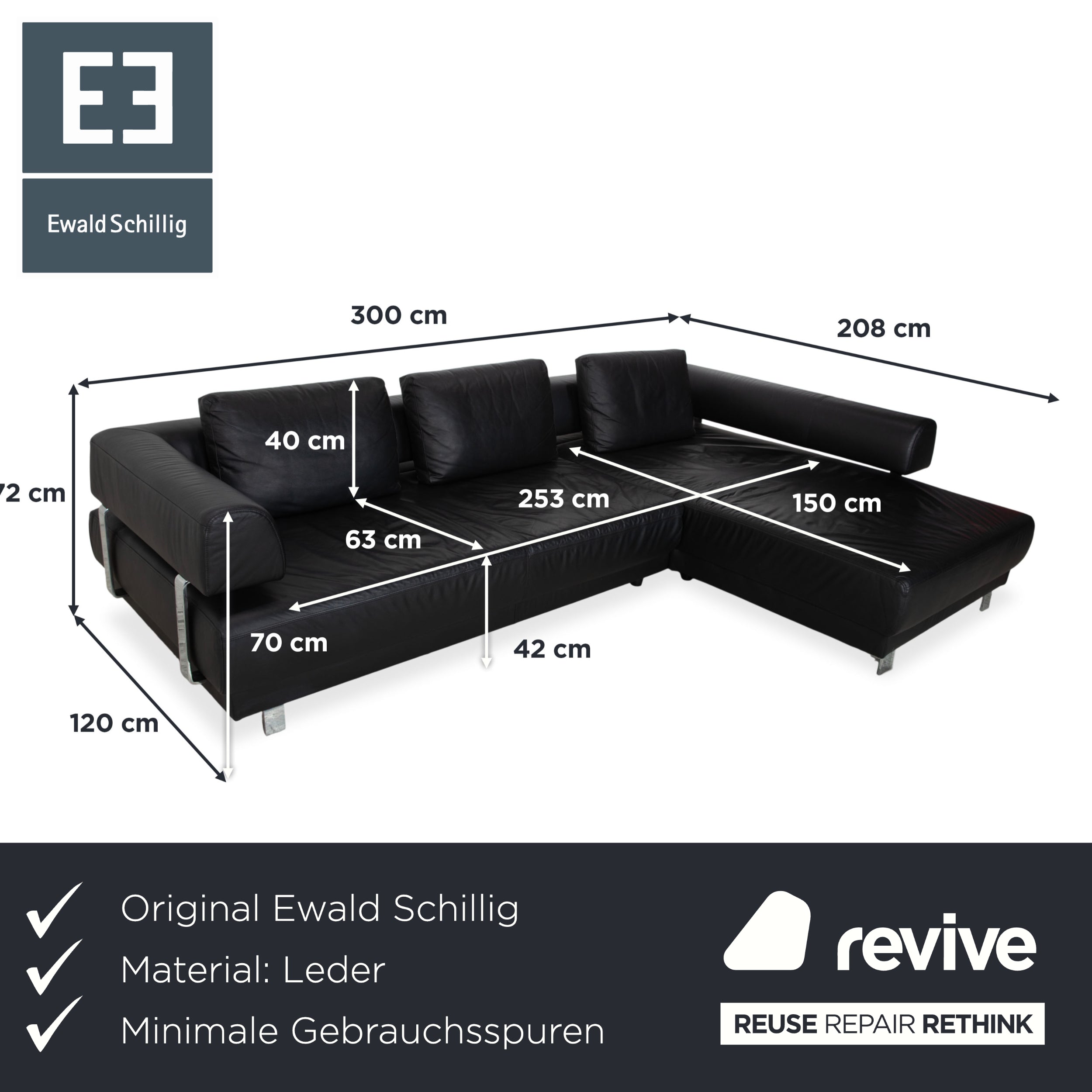 Ewald Schillig Brand Face Sofa Schwarz Ecksofa Couch