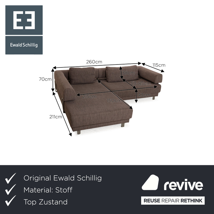 Ewald Schillig Brand Face Fabric Corner Sofa Brown Brown-Gray Sofa Couch