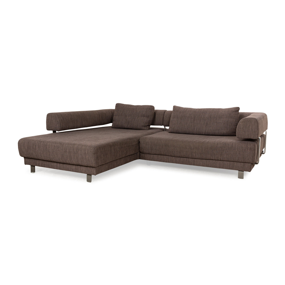 Ewald Schillig Brand Face Fabric Corner Sofa Brown Brown-Gray Sofa Couch