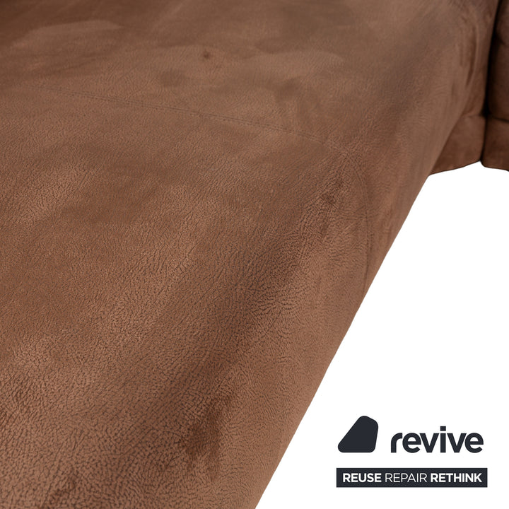 Ewald Schillig Brand Face Stoff Ecksofa Braun Cognac Recamiere links elektrische Funktion Sofa Couch Chrom