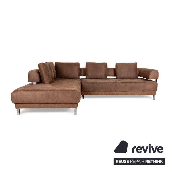 Ewald Schillig Brand Face Stoff Ecksofa Braun Cognac Recamiere links elektrische Funktion Sofa Couch Chrom