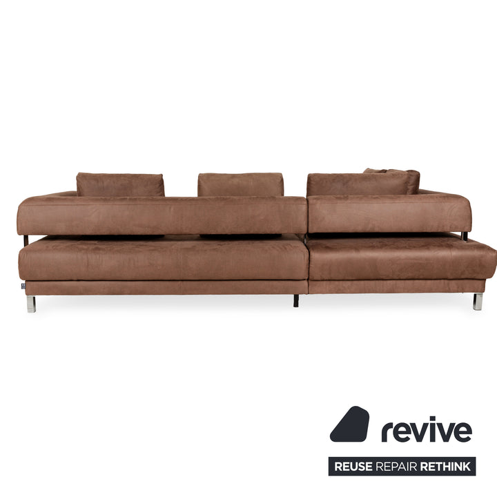 Ewald Schillig Brand Face Stoff Ecksofa Braun Cognac Recamiere links elektrische Funktion Sofa Couch Chrom