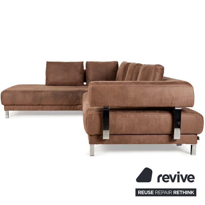 Ewald Schillig Brand Face Stoff Ecksofa Braun Cognac Recamiere links elektrische Funktion Sofa Couch Chrom