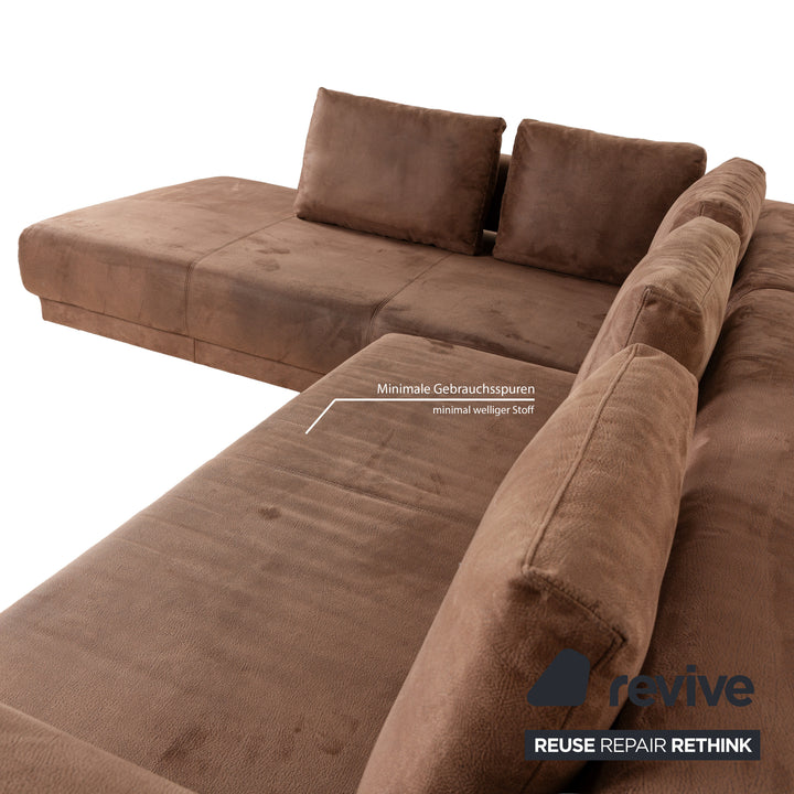 Ewald Schillig Brand Face Stoff Ecksofa Braun Cognac Recamiere links elektrische Funktion Sofa Couch Chrom