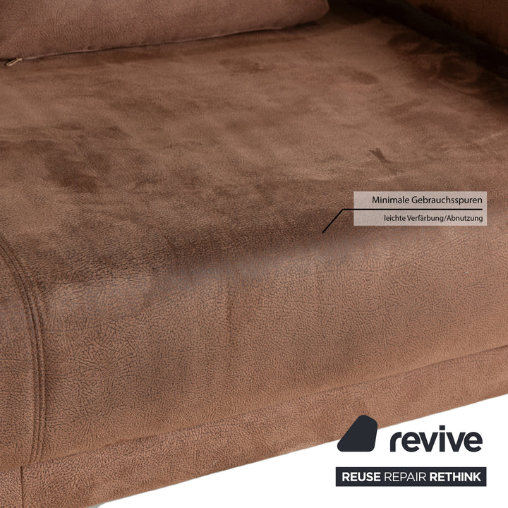 Ewald Schillig Brand Face Stoff Ecksofa Braun Cognac Recamiere links elektrische Funktion Sofa Couch Chrom