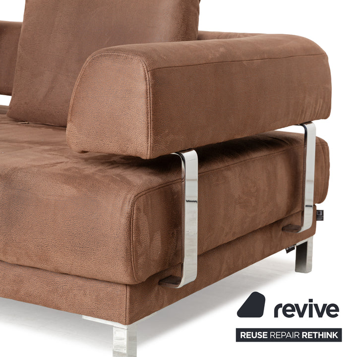 Ewald Schillig Brand Face Stoff Ecksofa Braun Cognac Recamiere links elektrische Funktion Sofa Couch Chrom