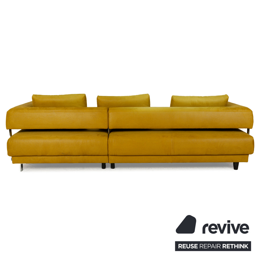 Ewald Schillig Brand Face Fabric Corner Sofa Yellow Brown Récamière right Sofa Couch